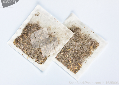 Image of herbal tea bags laying on table