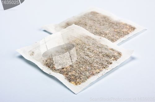 Image of herbal tea bags laying on table