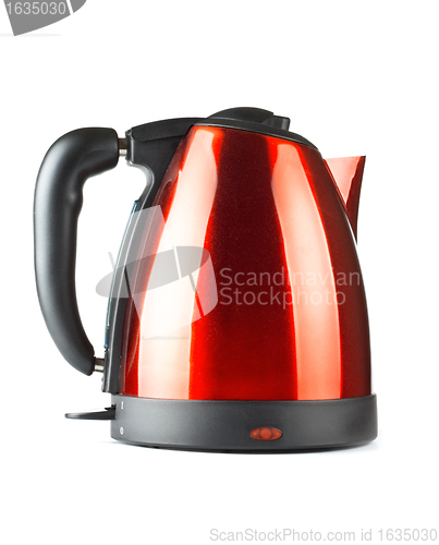 Image of red and black electrical tea kettle