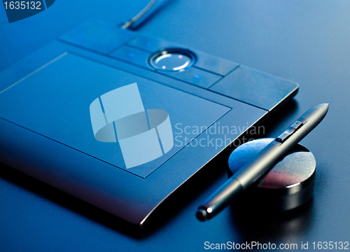 Image of drawing tablet in blue light