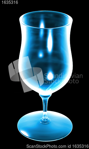 Image of blue glass on the black background 