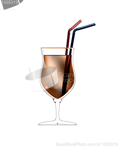 Image of 3D illustration of cocktail glass with straws 