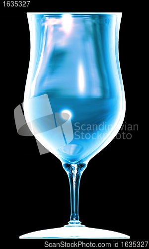 Image of blue glass on the black background 