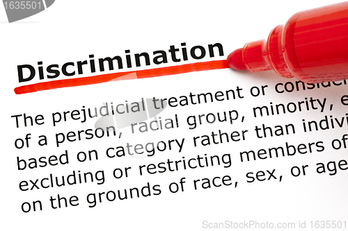 Image of Discrimination underlined with red marker