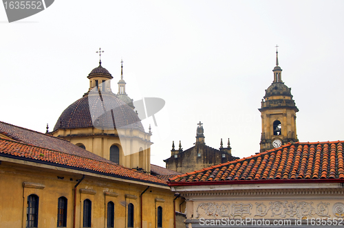 Image of architecture historic district rooftops church La Candelaria Bog