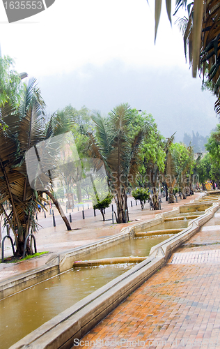 Image of water running canals on Avenida Jimenez Candelaria Bogota Colomb