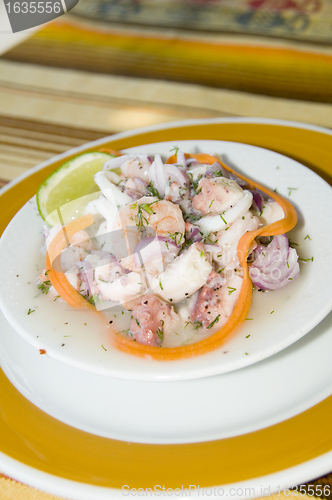 Image of salpicon de mariscos Spanish seafood salad San Luis San Andres I