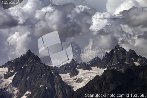 Image of Cloudy mountains. Caucasus Mountains.