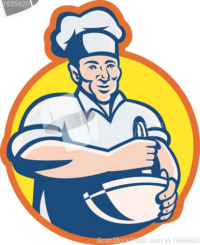 Image of Cook Chef Baker With Mixing Bowl Retro