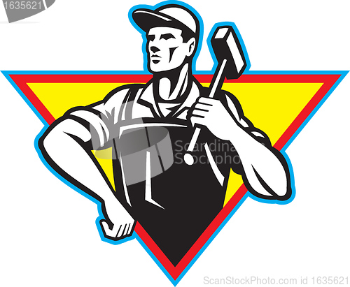 Image of Worker With Hammer Retro