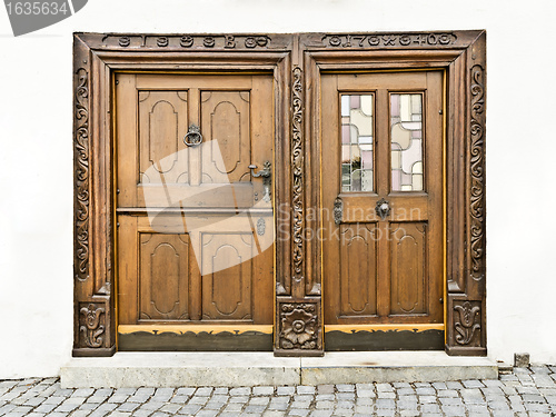 Image of wooden doors in Ulm Germany