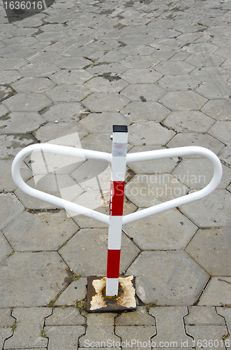 Image of private car parking place mark with folding column 