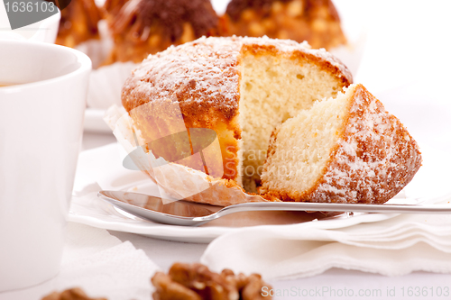 Image of sweet cake on white dish
