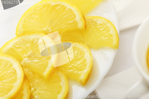 Image of lemon slices on a dish