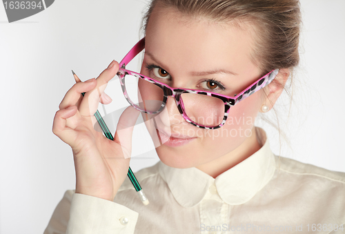 Image of teacher in funny eyeglasses