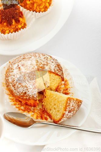 Image of sweet cake on white dish