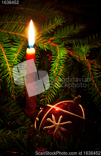 Image of candle and decoration ball