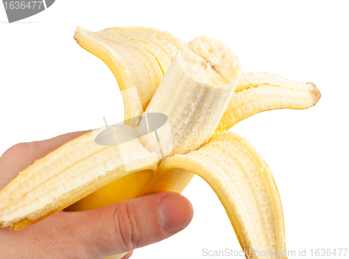 Image of peeled banana in hand