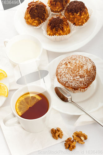 Image of tea with cakes