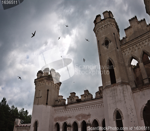 Image of ancient castle under dark sky