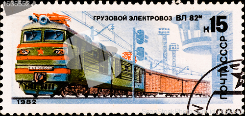 Image of postage stamp shows russian train "VL-82"