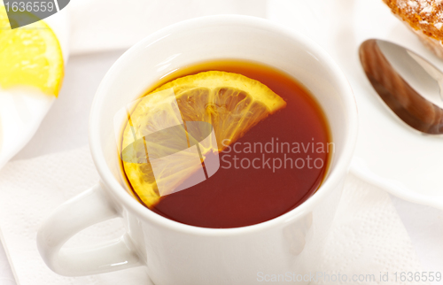 Image of delicious tea with lemon