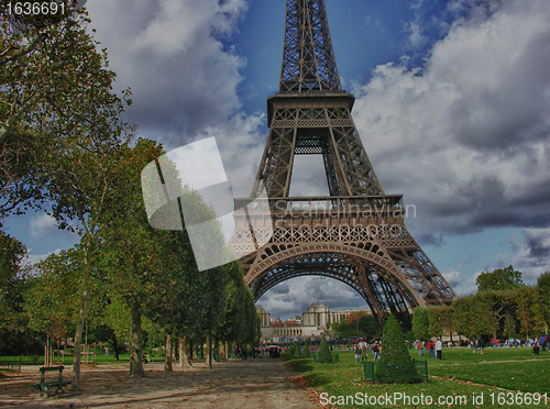 Image of Clouds over Eiffel Tower in Paris