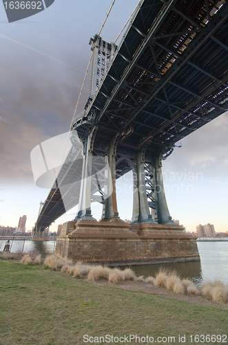 Image of Manhattan Bridge Colors at Winter Sunset