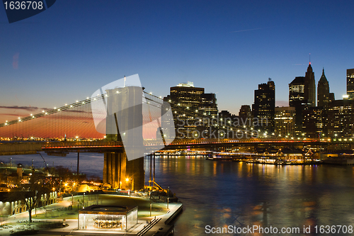 Image of Brooklyn Bridge at Sunset in New York City