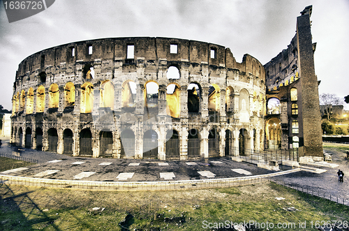 Image of Colors of Colosseum at Night in Rome