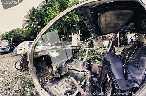 Image of Abandoned Old Car, Fisheye View