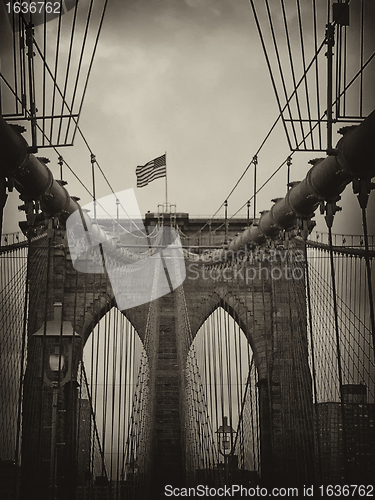 Image of Brooklyn Bridge Detail in New York