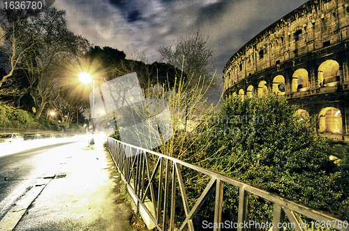 Image of Colors of Colosseum at Night in Rome