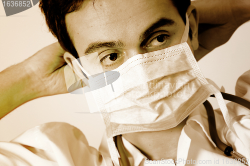 Image of Portrait of a young doctor with stethoscope.