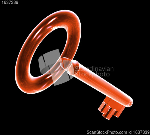 Image of key in red glass (3d) 