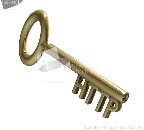 Image of key in gold with HTTP text (3d) 