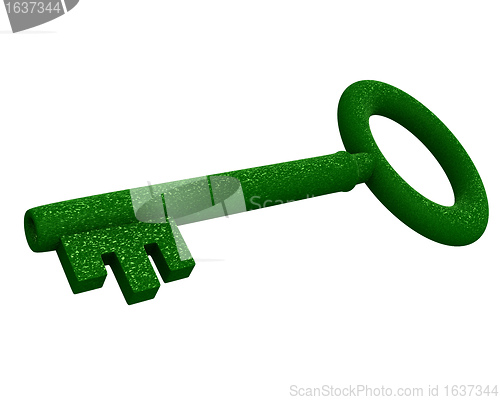 Image of key in green gras (3d) 