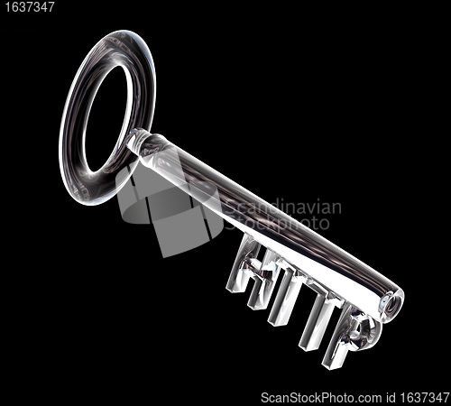 Image of key in glass, HTTP text (3d)