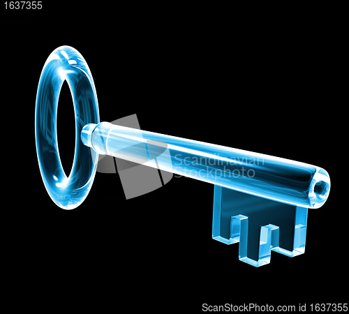Image of key in blue glass (3d) 