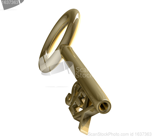 Image of key in gold with sex text (3d)