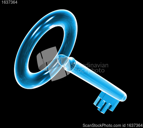 Image of key in blue glass (3d) 