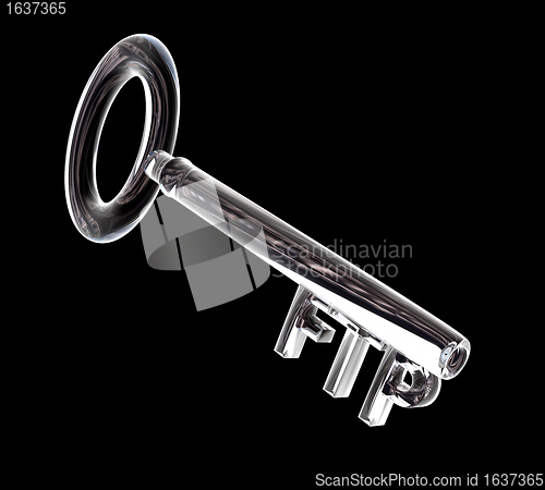 Image of key in glass, FTP text (3d) 