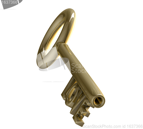 Image of key in gold with LOVE text (3d)