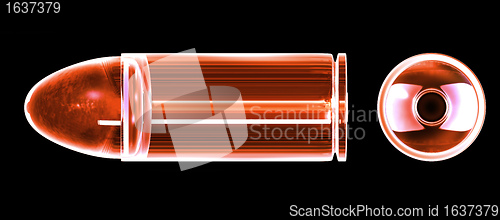 Image of 3d bullet made of red glass 