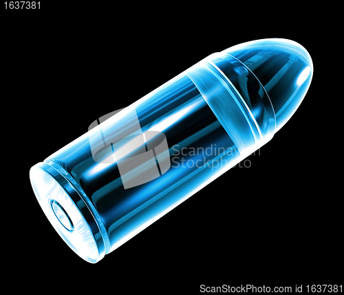 Image of 3d bullet made of blue glass 