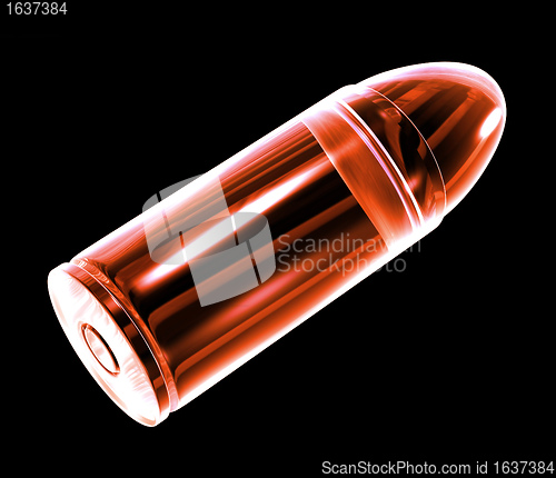 Image of 3d bullet made of red glass 