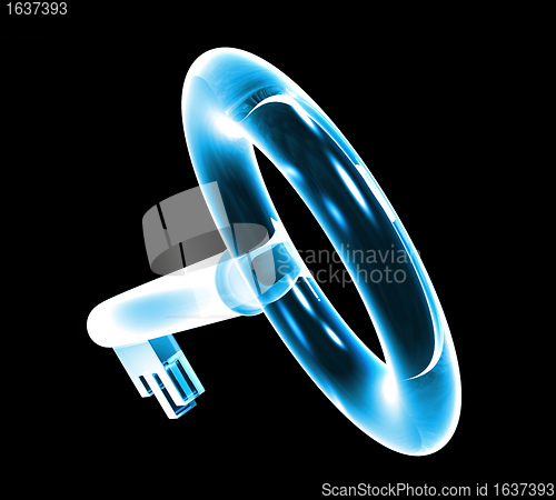 Image of key in blue glass (3d) 