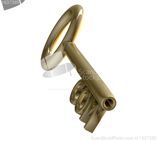 Image of key in gold with COM text (3d)