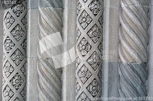 Image of Alternating design on Cement Pillars old bank