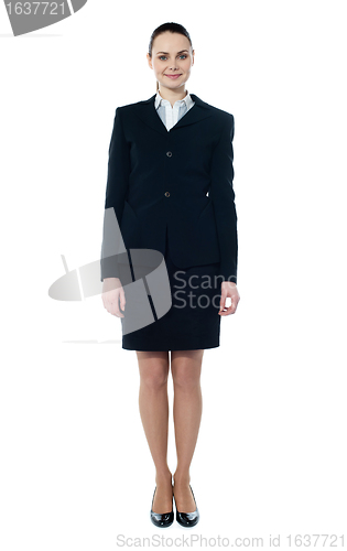 Image of Businesswoman full body standing isolated on white
